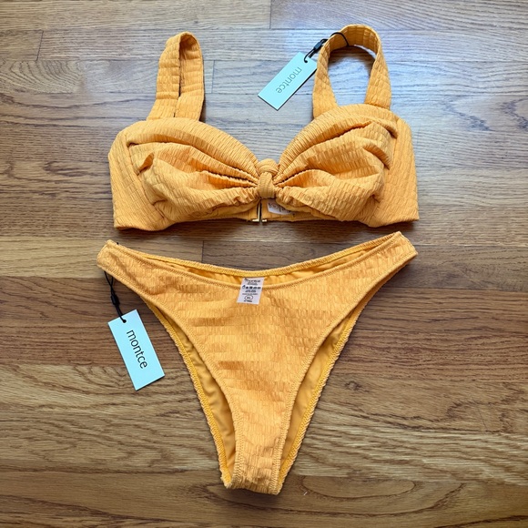 Montce yellow texture beach bikini set New XL - Picture 2 of 10